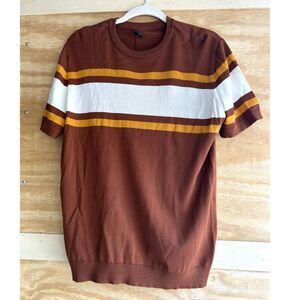 Paul Jones Knit Sweater Short Sleeve Mens Shirt Size Large Brown